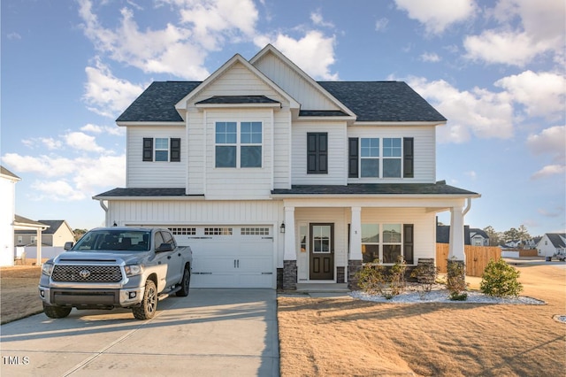 craftsman house featuring a garage and covered porch