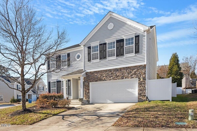 view of front of property with a garage