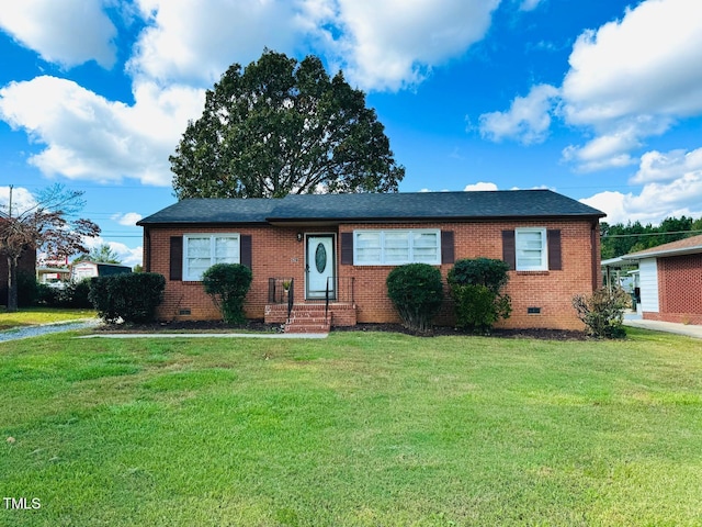 ranch-style home with a front yard