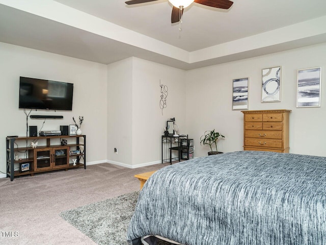 bedroom featuring ceiling fan and carpet floors