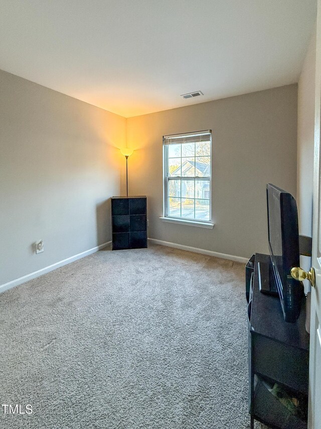 living area with carpet flooring