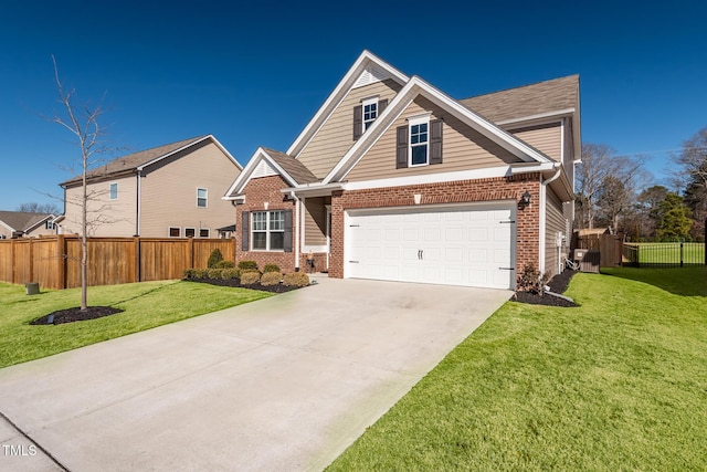 craftsman-style home featuring a garage and a front yard