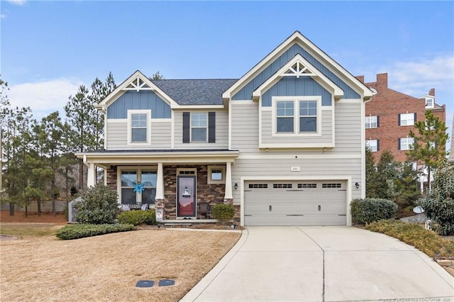 craftsman-style home with a garage