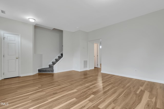 unfurnished living room featuring light hardwood / wood-style floors