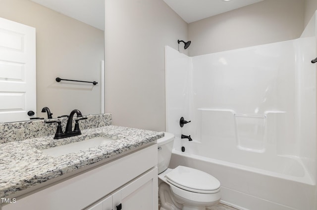 full bathroom featuring vanity, toilet, and shower / bath combination