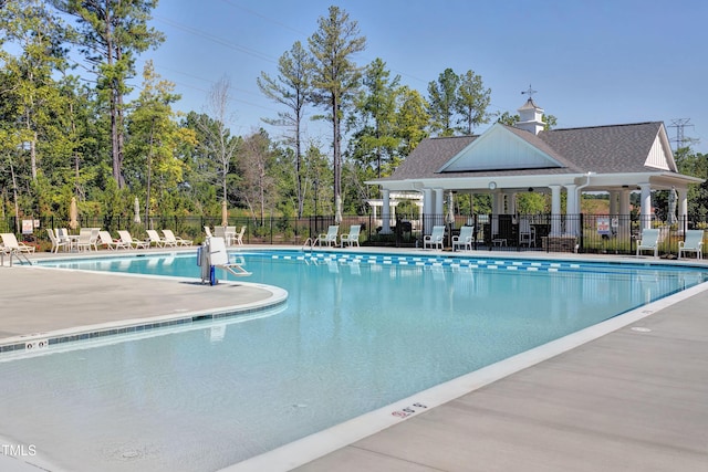 view of pool with a gazebo