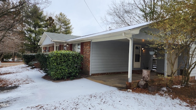 view of snowy exterior