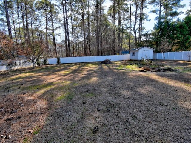 view of yard with a shed