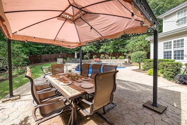 view of patio featuring a gazebo