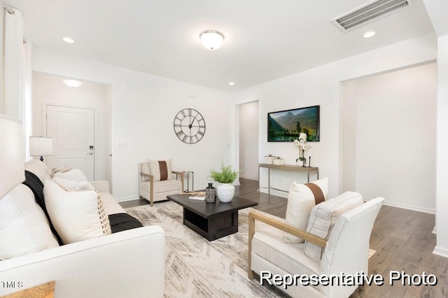 living room featuring light hardwood / wood-style flooring