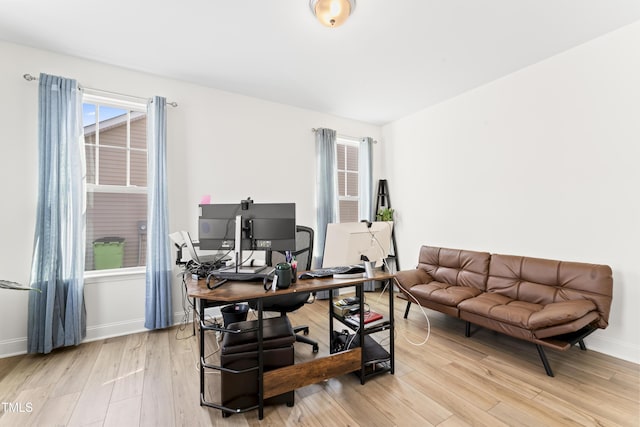 office area featuring light wood-type flooring