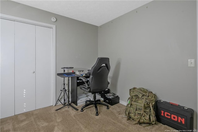 view of carpeted home office