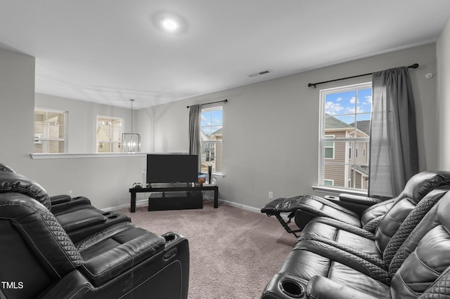 carpeted living room with plenty of natural light