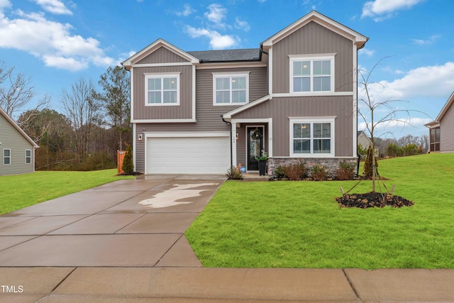 craftsman-style house with a garage and a front yard