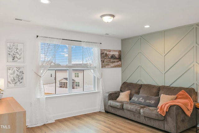 living room featuring light hardwood / wood-style floors