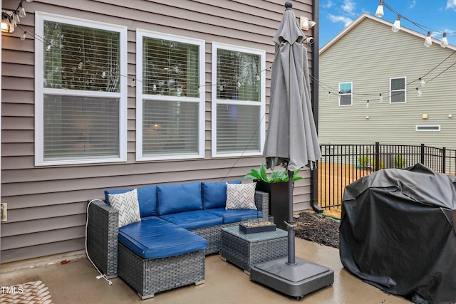 view of patio / terrace with a grill and an outdoor living space