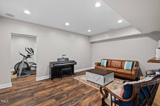 living room featuring dark hardwood / wood-style flooring