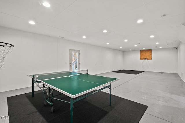 playroom with concrete floors