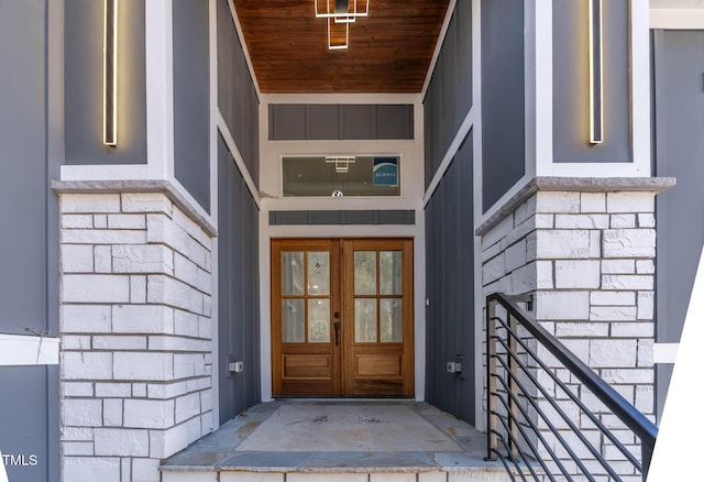 view of exterior entry with french doors