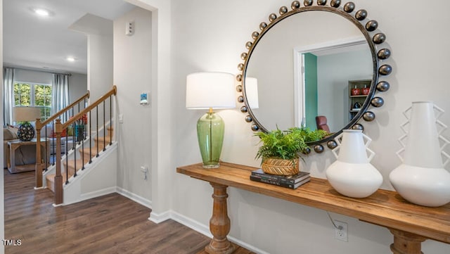 6460 Alfalfa Ln, Wake Forest, NC 27587 - foyer entrance with dark hardwood / wood-style floors