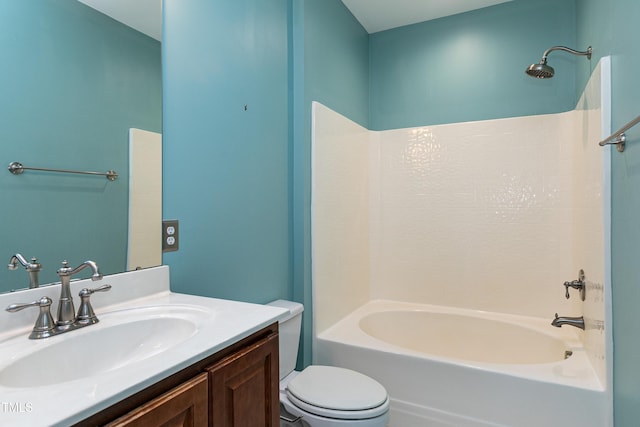 full bathroom featuring vanity, toilet, and shower / bath combination