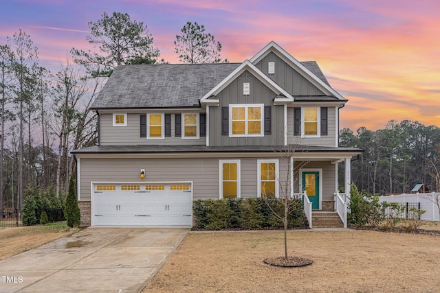 craftsman house with a garage and a porch