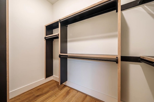 spacious closet with light hardwood / wood-style flooring