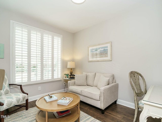 living room featuring dark hardwood / wood-style floors