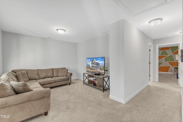 living room with light carpet