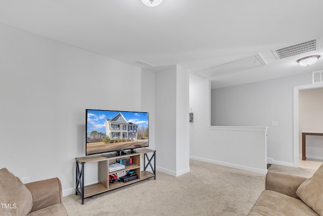 living room with light carpet