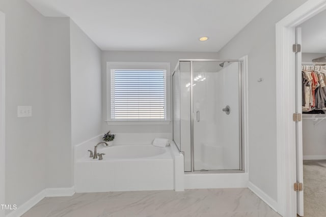 bathroom with independent shower and bath