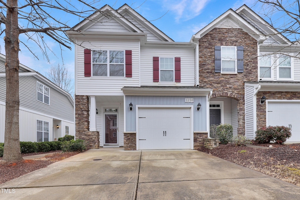 view of front of property with a garage