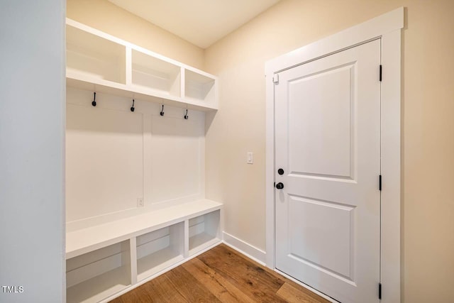 mudroom with hardwood / wood-style flooring
