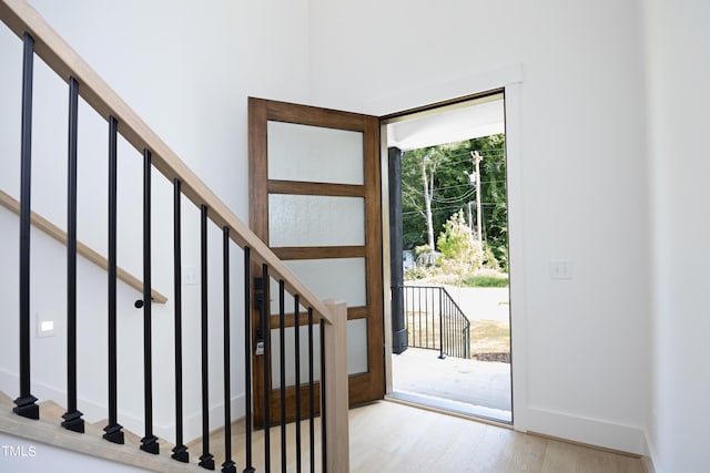 entryway with light wood-type flooring