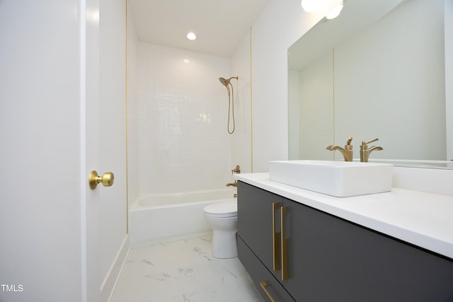 full bathroom with vanity, toilet, and  shower combination