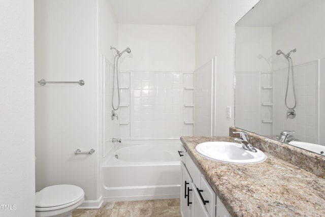 full bathroom with vanity, toilet, and shower / bath combination