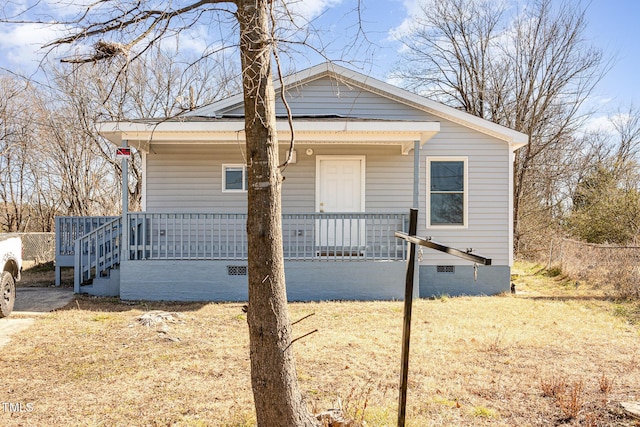 view of home's exterior with a porch