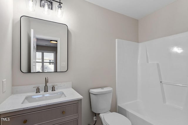 full bathroom with vanity, toilet, and shower / bath combination