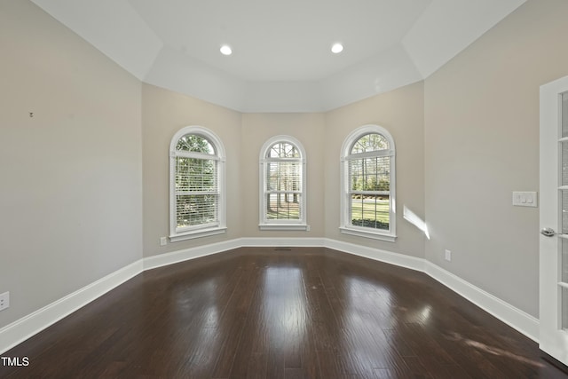 spare room featuring hardwood / wood-style flooring and plenty of natural light