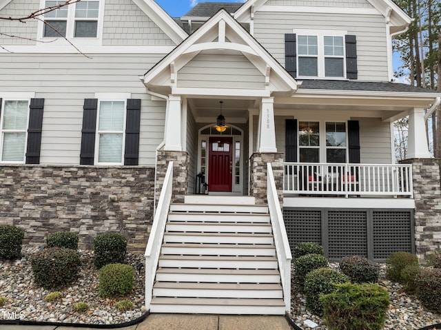 exterior space with covered porch