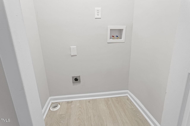 laundry area with washer hookup, hookup for an electric dryer, and hardwood / wood-style floors