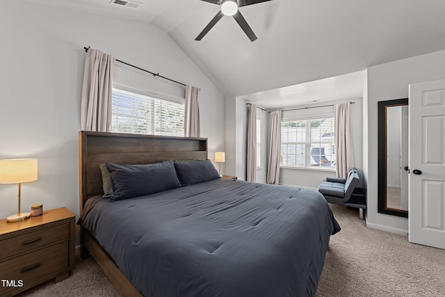 8005 Chatahoochie Ln, Raleigh, NC 27616 - bedroom featuring carpet, lofted ceiling, and a ceiling fan