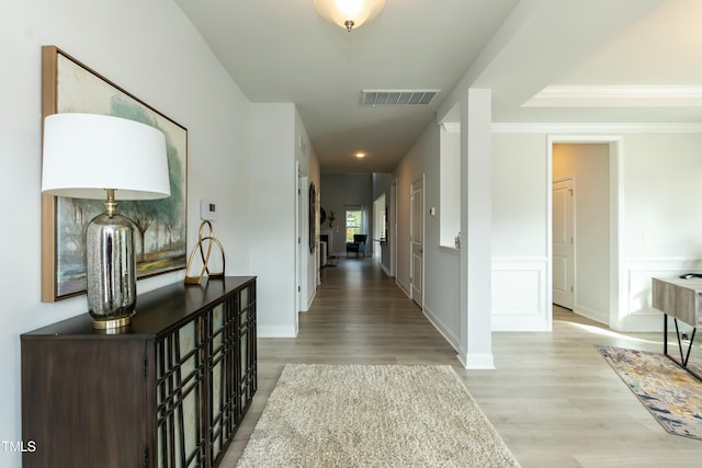 hallway featuring light wood-type flooring