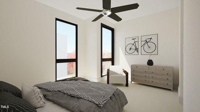 bedroom with carpet flooring and ceiling fan