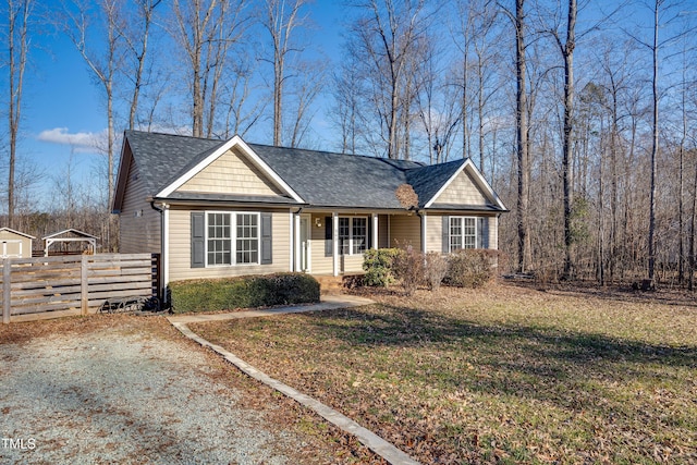 ranch-style house with a front yard