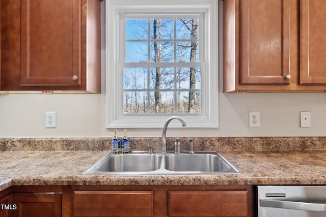 kitchen with a healthy amount of sunlight, sink, and stainless steel dishwasher