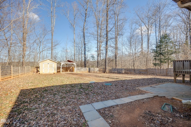 view of yard with a shed and a gazebo