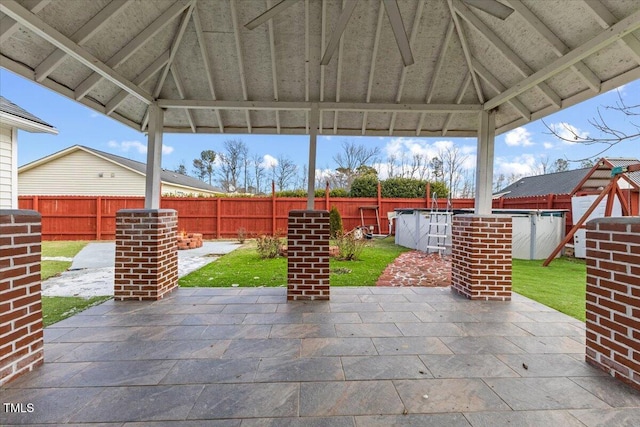 view of patio / terrace featuring a gazebo