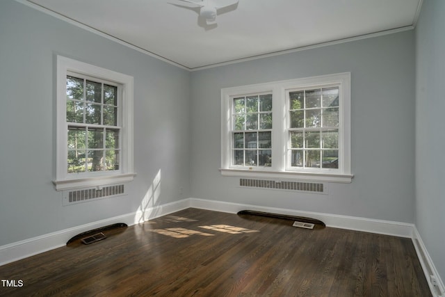 945 Sycamore St, Rocky Mount, NC 27801 - spare room featuring crown molding, baseboards, wood finished floors, and ceiling fan