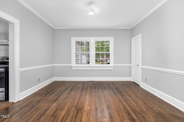 945 Sycamore St, Rocky Mount, NC 27801 - empty room with dark wood-style flooring, ornamental molding, and baseboards